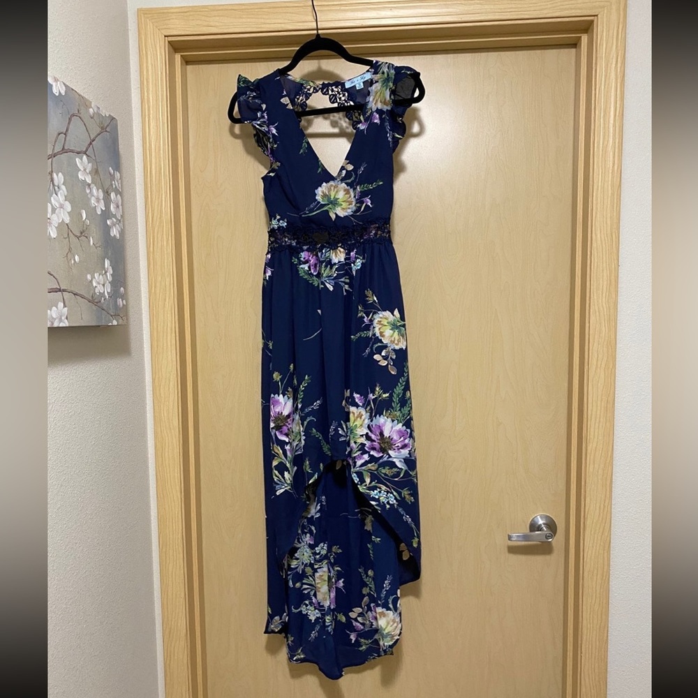 She + Sky Open Back Floral High Low Dress